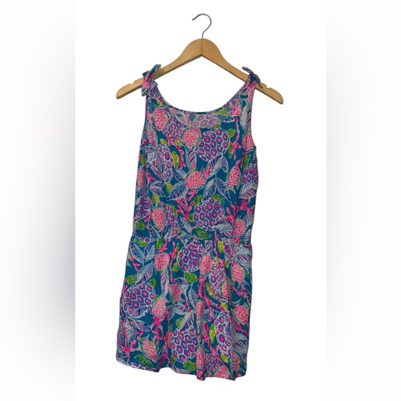 Lilly Pulitzer Other - Lilly Pulitzer Girls' Sundari Romper Maldives Green Turtle Wave Sz XL 12-14 Blue